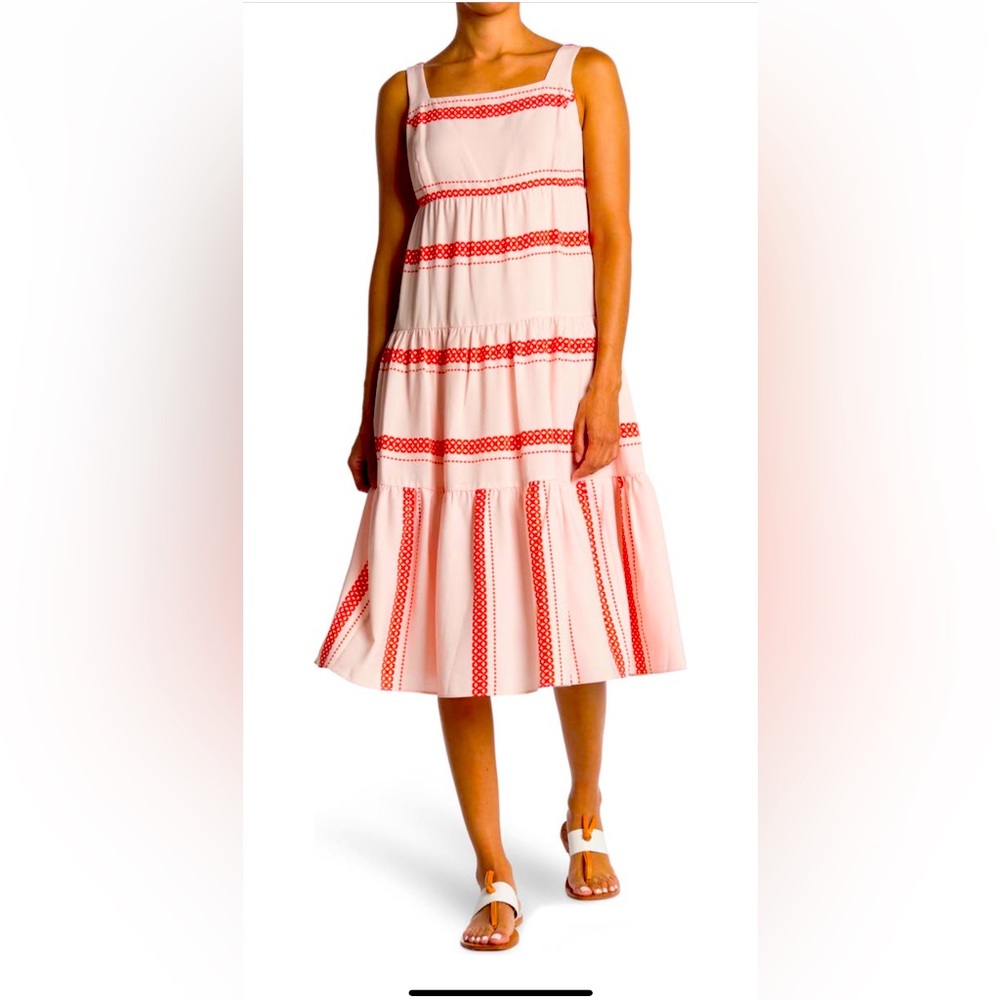 Pink and coral summer dress